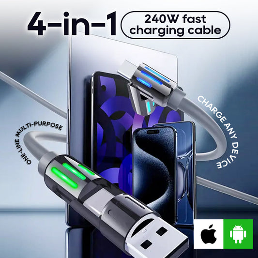 4-in-1 240W Fast Charging Cable – The Only Cable You’ll Ever Need!